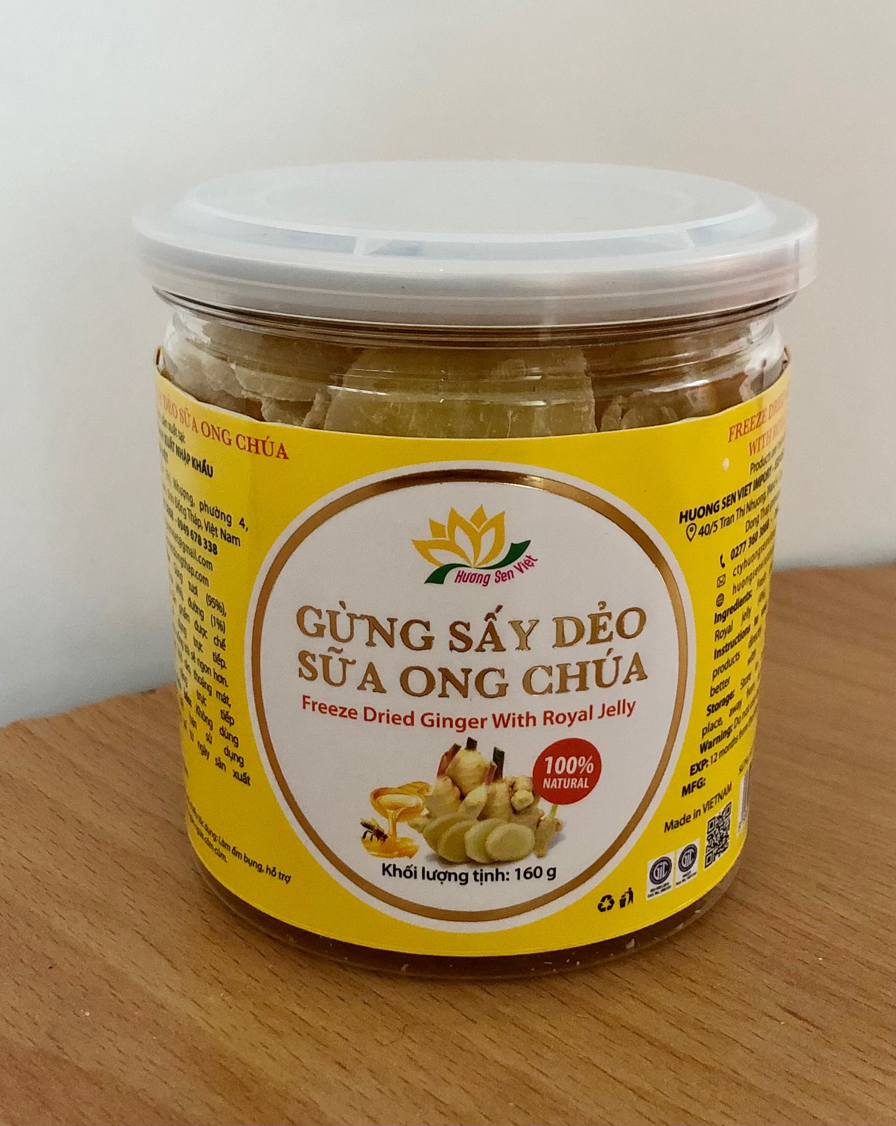 Gừng Sấy Dẻo Sữa Ong Chúa 160g